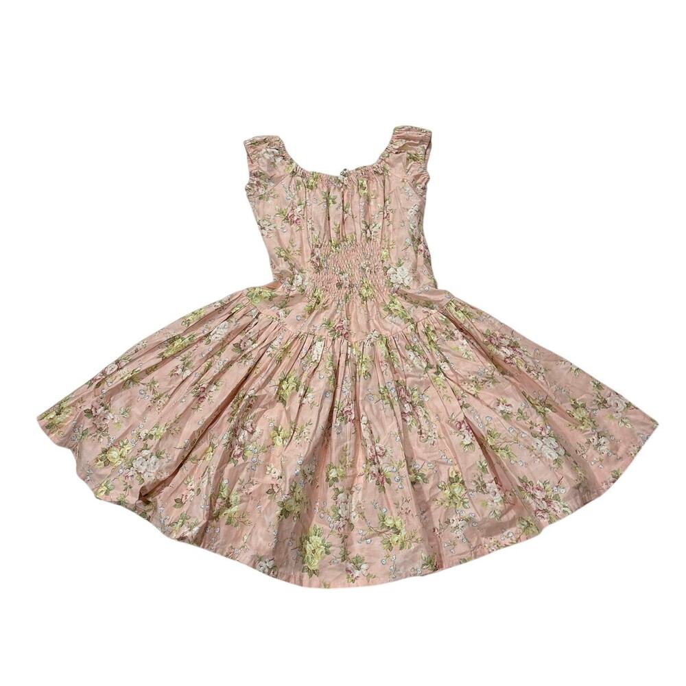 NWT CB POSITANO Womens Small Smocked Floral Pink Fit & Flare Mini Dress Coquette